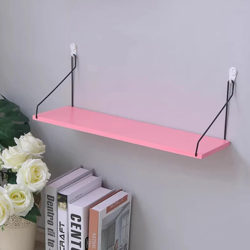 Wall-Mounted Storage Shelf - Wooden Display Rack with Iron Frame, 50 x 40 x 30 cm, for Living Room & Bedroom Walls, Everstock