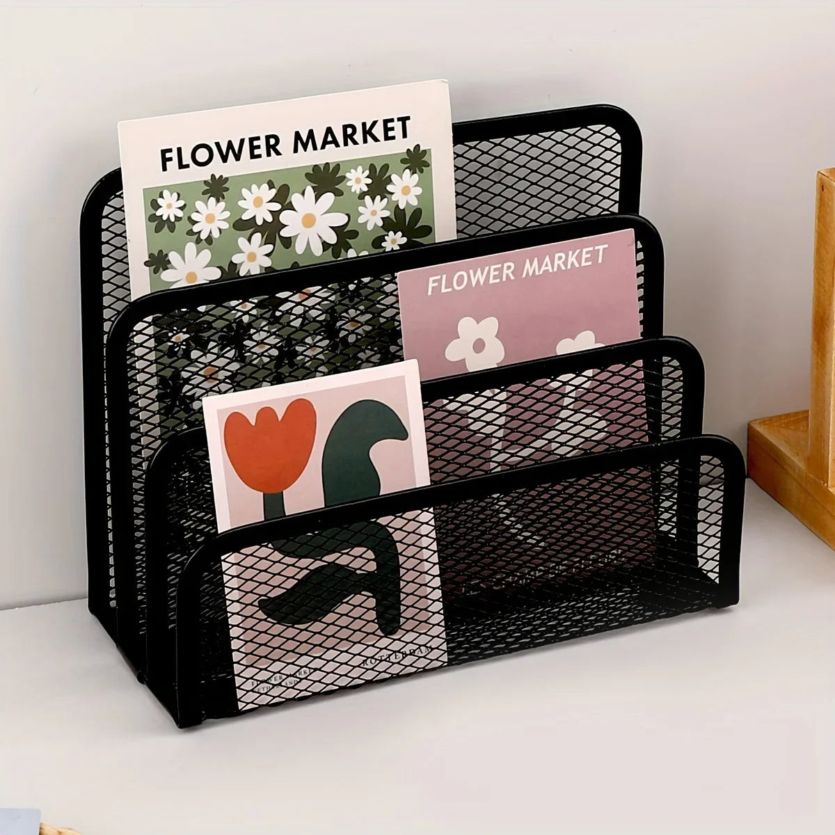 Metal Mesh File Rack - Multi-Tier Desk Organizer Set for Documents, Folders and Envelopes in a Home Office, Everstock