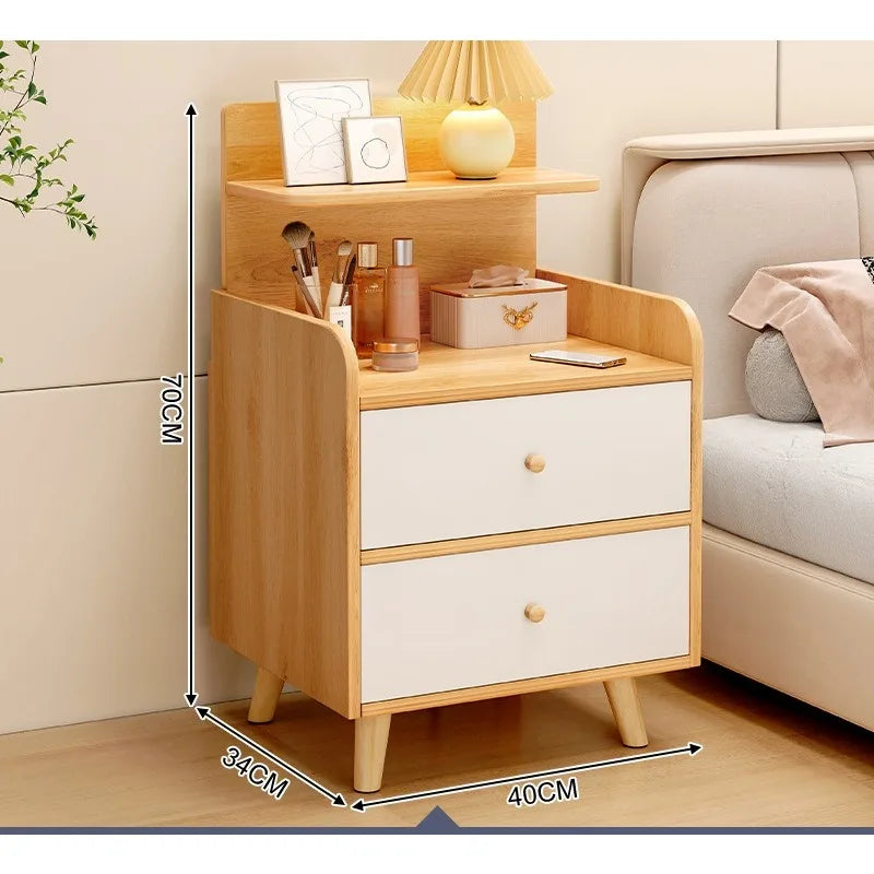 Bedside Storage Cabinet - Wooden Nightstand with Enclosed Compartment for Small and Rental Bedrooms, Everstock