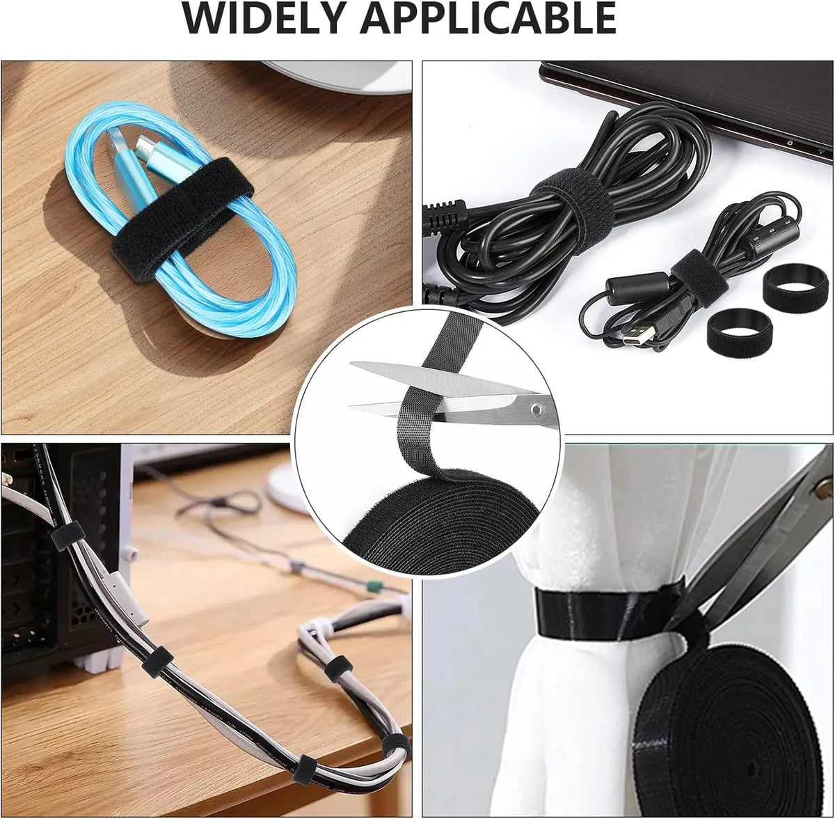 Reusable Cable Ties - Tearable Roll Cord Organizer Straps for Chargers, Desk Leads and Travel, Everstock