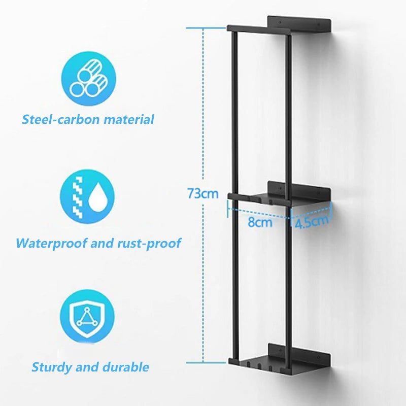 Metal 3-Tier Wall Shelf - Multifunctional Towel Holder Rack for Bathroom Organization, Everstock