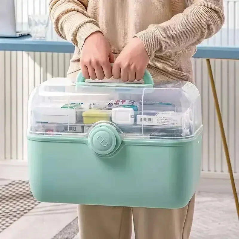 Portable Medicine Storage Box - Layered First-Aid Supply Organizer for Home & Travel, Everstock