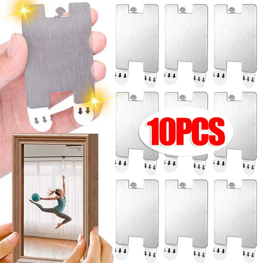 Adhesive Wall Hooks - Stainless Steel Punch-Free Picture Frame Hooks, Removable, for Living Room, Kitchen & Bathroom, Everstock