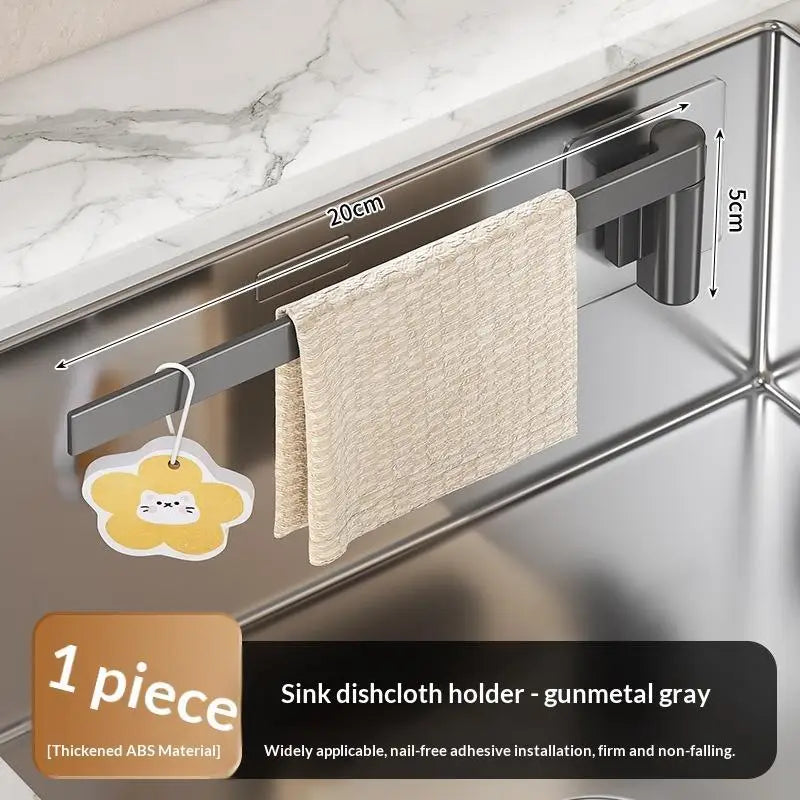 Dishcloth Holder Organizer - Wall-Mounted Rotating Drainage Rack for Sponges, Towels & Cleaning Cloths, Everstock