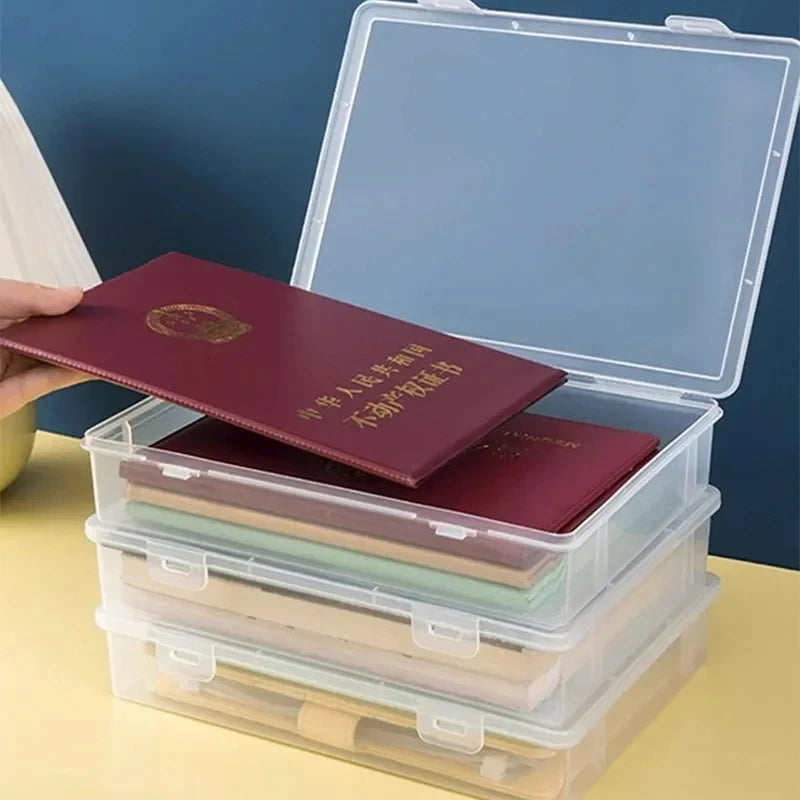 A4 Document Organizer Box - Dustproof File Storage for Certificates & Household Registration Papers, Everstock