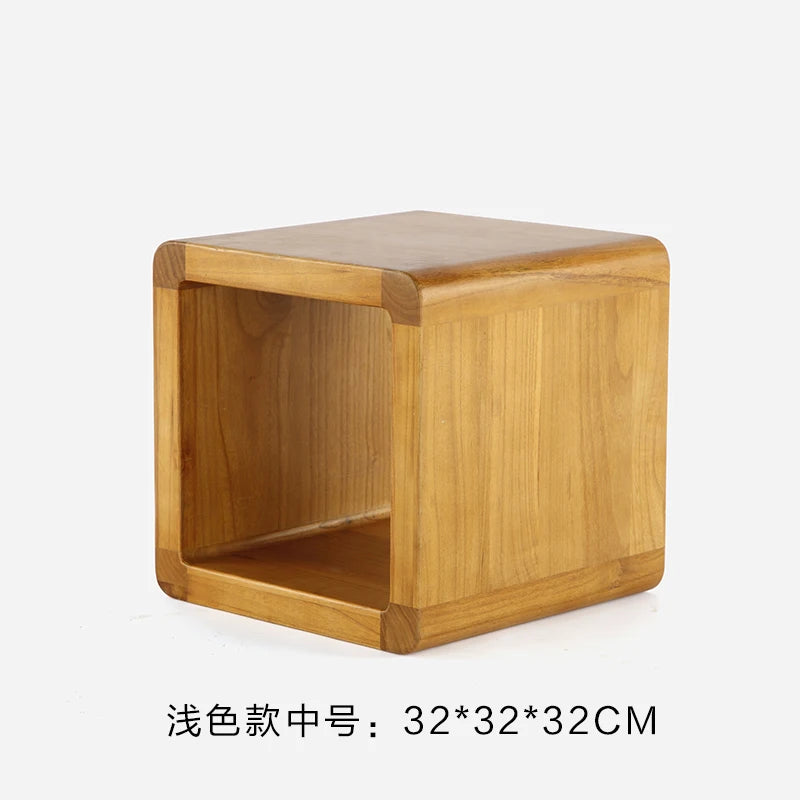 Stackable Wooden Storage Ottoman - Solid Paulownia Round Stool with Hidden Compartment for Living Room, Everstock
