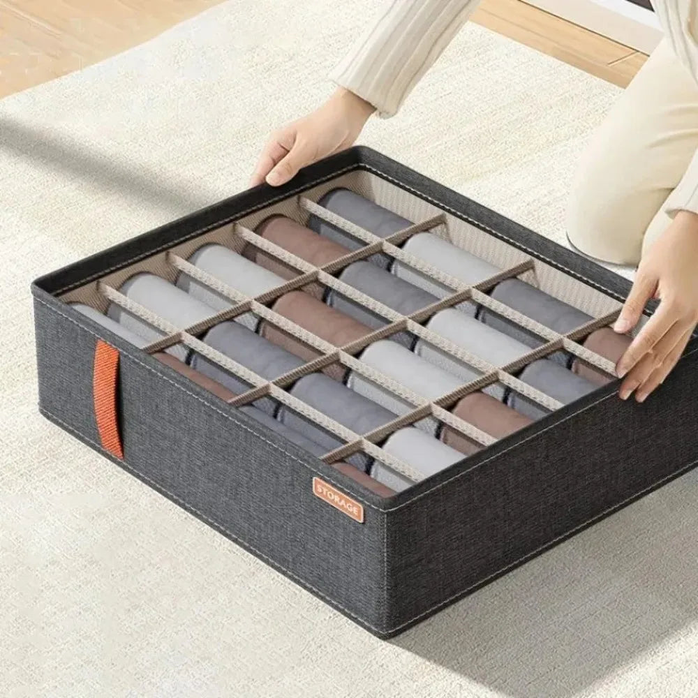 Underwear Drawer Organizer - Polyester Grid Storage Box for Bras, Socks, Scarves & Ties, Closet Drawers, Everstock