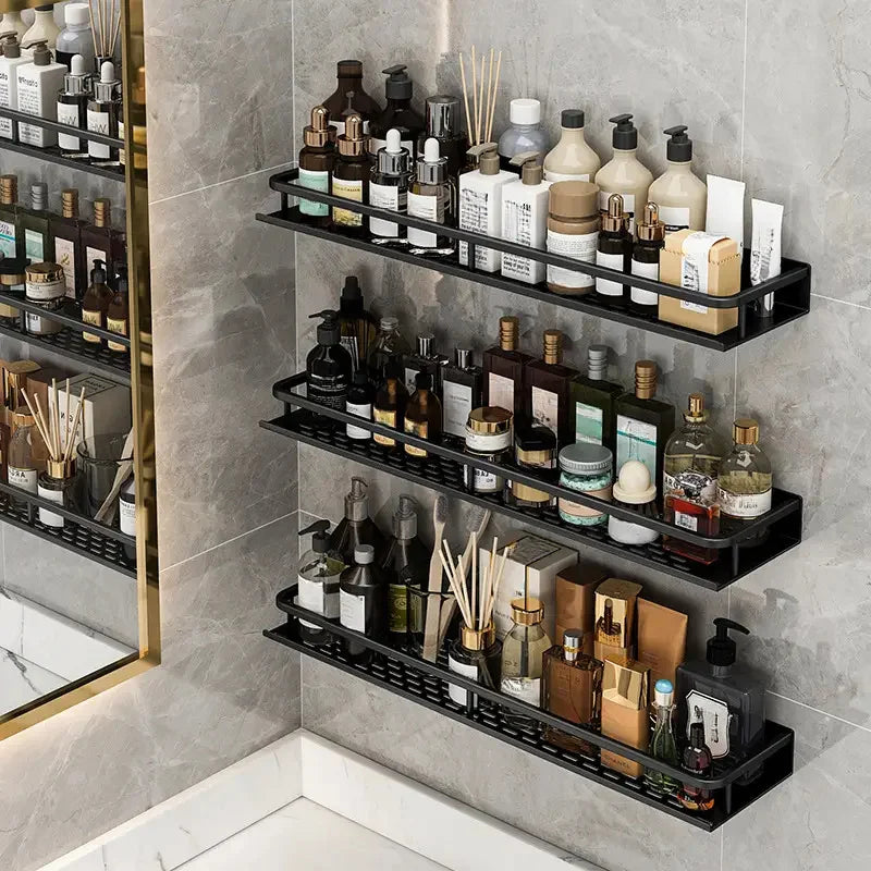 Black Shower Room Storage Rack - Toiletries Shelf Organizer for Bathroom Items, Everstock
