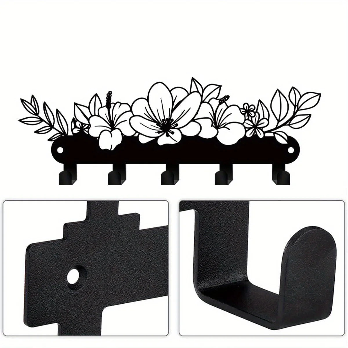 Islamic Wall Key Holder - Metal Key Rack with Arabic Calligraphy for Entryway and Hallway Walls, Everstock