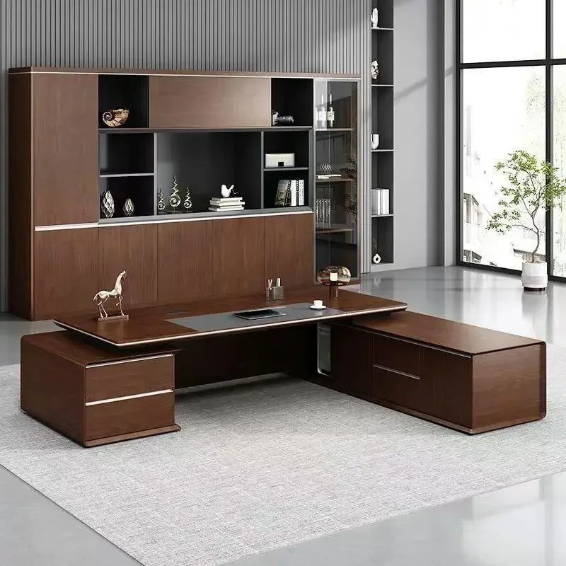 L Shape Luxury Organizer Computer table With Storage standing Gaming Work executive office desk with drawers Office Furniture
