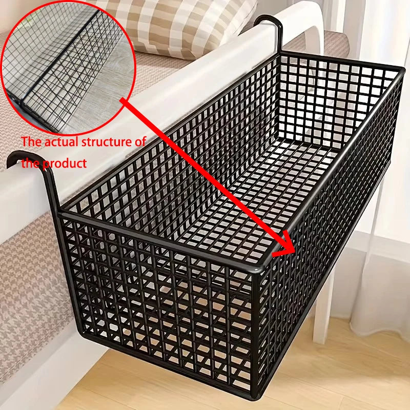 Bedside Storage Basket - Metal Hanging Organizer for Bed Frames, Dorm Doors and Under-Bed Space, Everstock