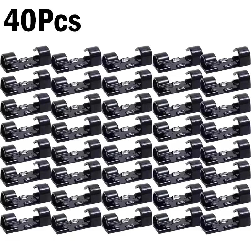 Self-Adhesive Cable Clips - ABS Cord Holders in 20-Piece and 16-Piece Sets for Desk, Home and Car, Everstock
