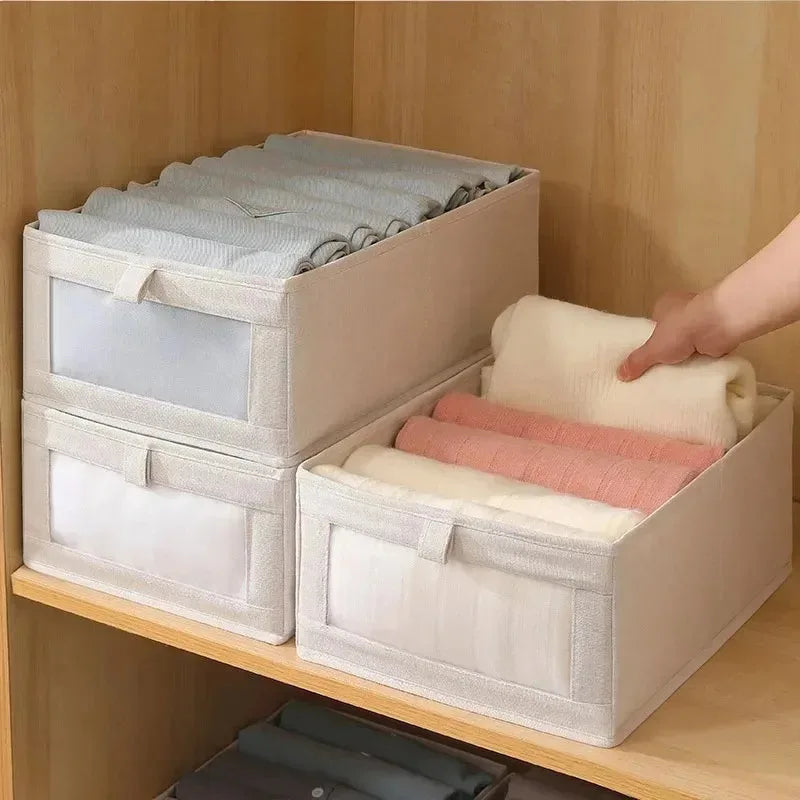Portable Fabric Storage Boxes - Foldable Pants & Clothes Organizer for Bedroom Wardrobe Drawers, Everstock