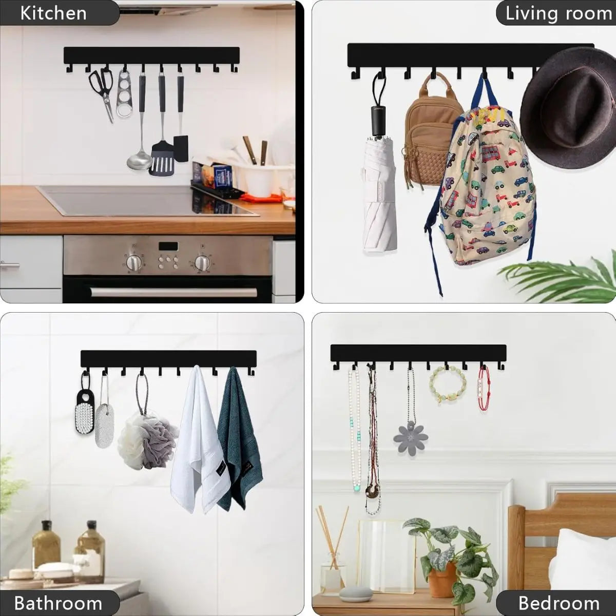 Entryway Wall Key Rack - Stainless Steel Wall-Mounted Holder for Keys, Bags and Dog Leashes, Everstock
