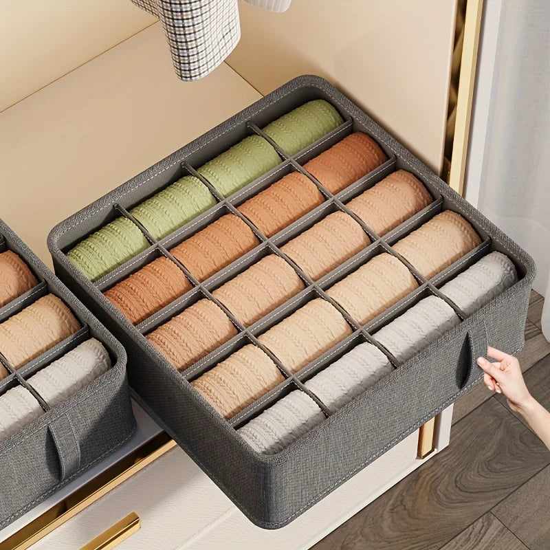 Underwear Drawer Organizer - Foldable Cloth Storage Box for Socks, Bras, Belts & Ties, Bedroom Wardrobe, Everstock