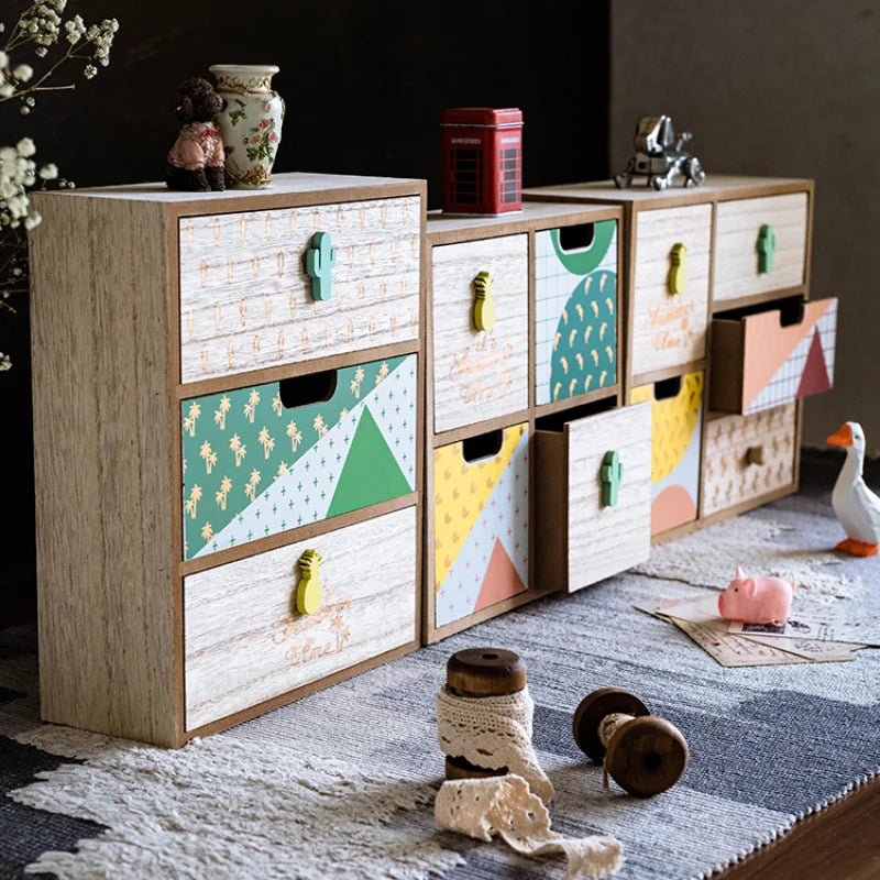 Wooden Storage Cabinet with Drawer - Handmade European Style Printed Chest for Bedroom Clothing & Sundries, Everstock