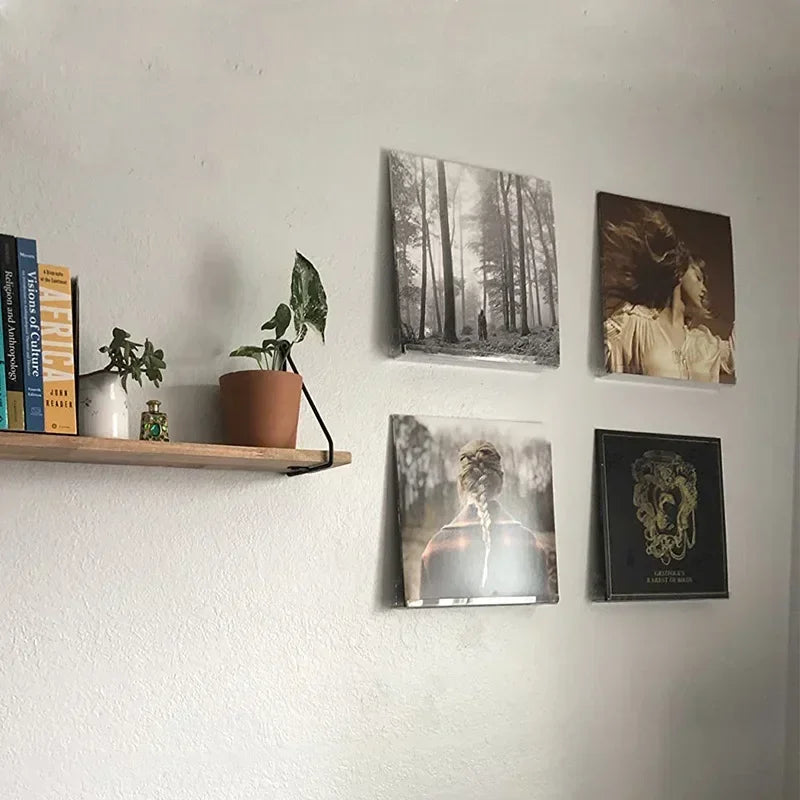 Vinyl Record Wall Shelf - Clear Acrylic Display Ledge in 4, 7 and 12 Inch for LPs, CDs and Albums, Everstock