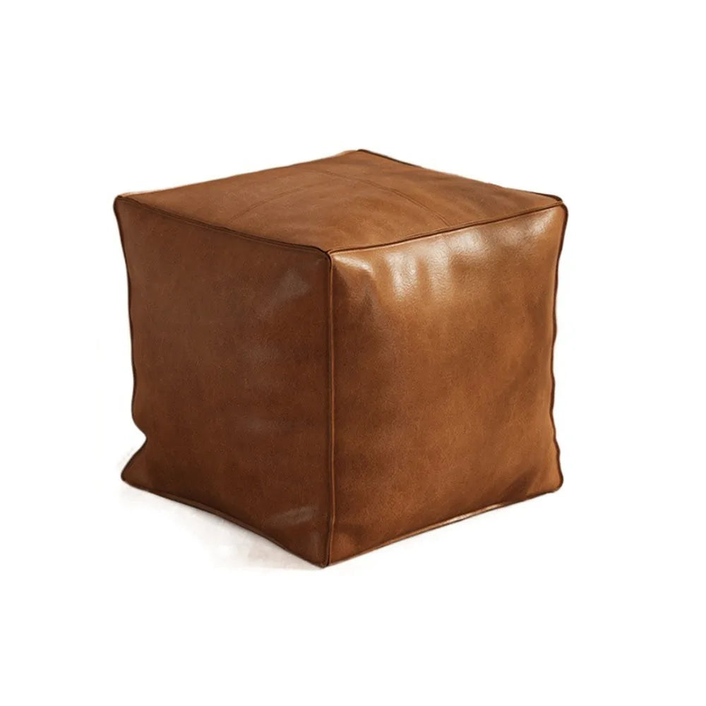 Storage Ottoman Pouf, Unfilled - Waterproof PU Leather Floor Stool Cover, 40 x 40cm, in 6 Colours, Everstock