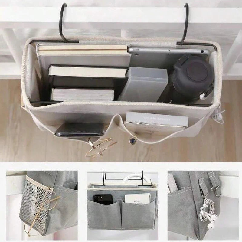 Baby Bedside Storage Caddy - Linen and Polyester Hanging Basket for Nursery Cot Essentials, Everstock