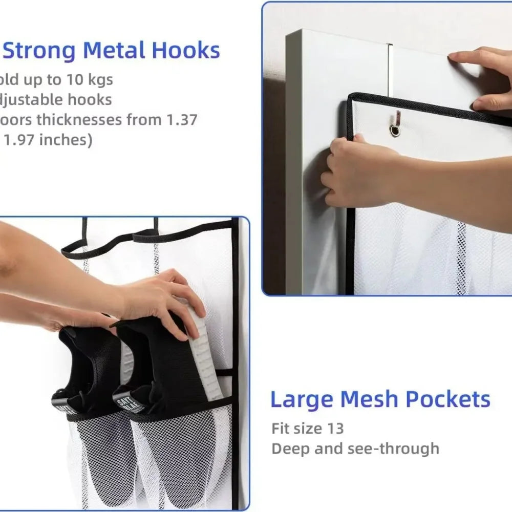 Over-the-Door Shoe Organizer - Hanging Non-Woven Fabric Rack with Large Mesh Pockets for Closet Doors, Everstock