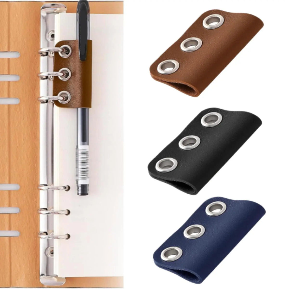 Pen Holder Clip - PU Leather and Metal Pen Loop for Journals, Notebooks and Loose-Leaf Planners, Everstock