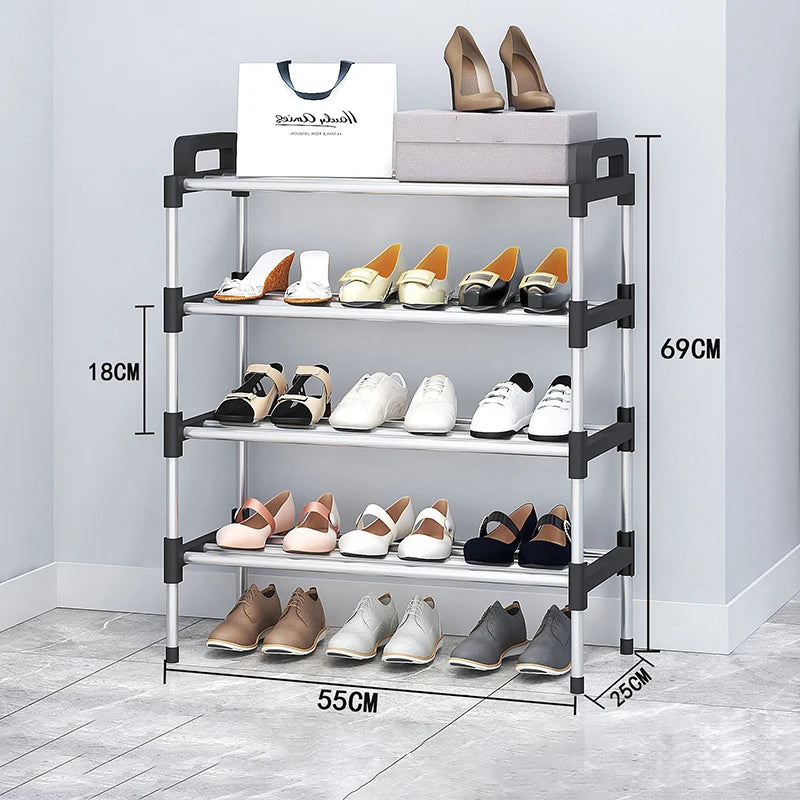 Multi-Layer Shoe Rack - Enclosed Plastic Shoe Cabinet with Dustproof Panels for Doorways and Hallways, Everstock