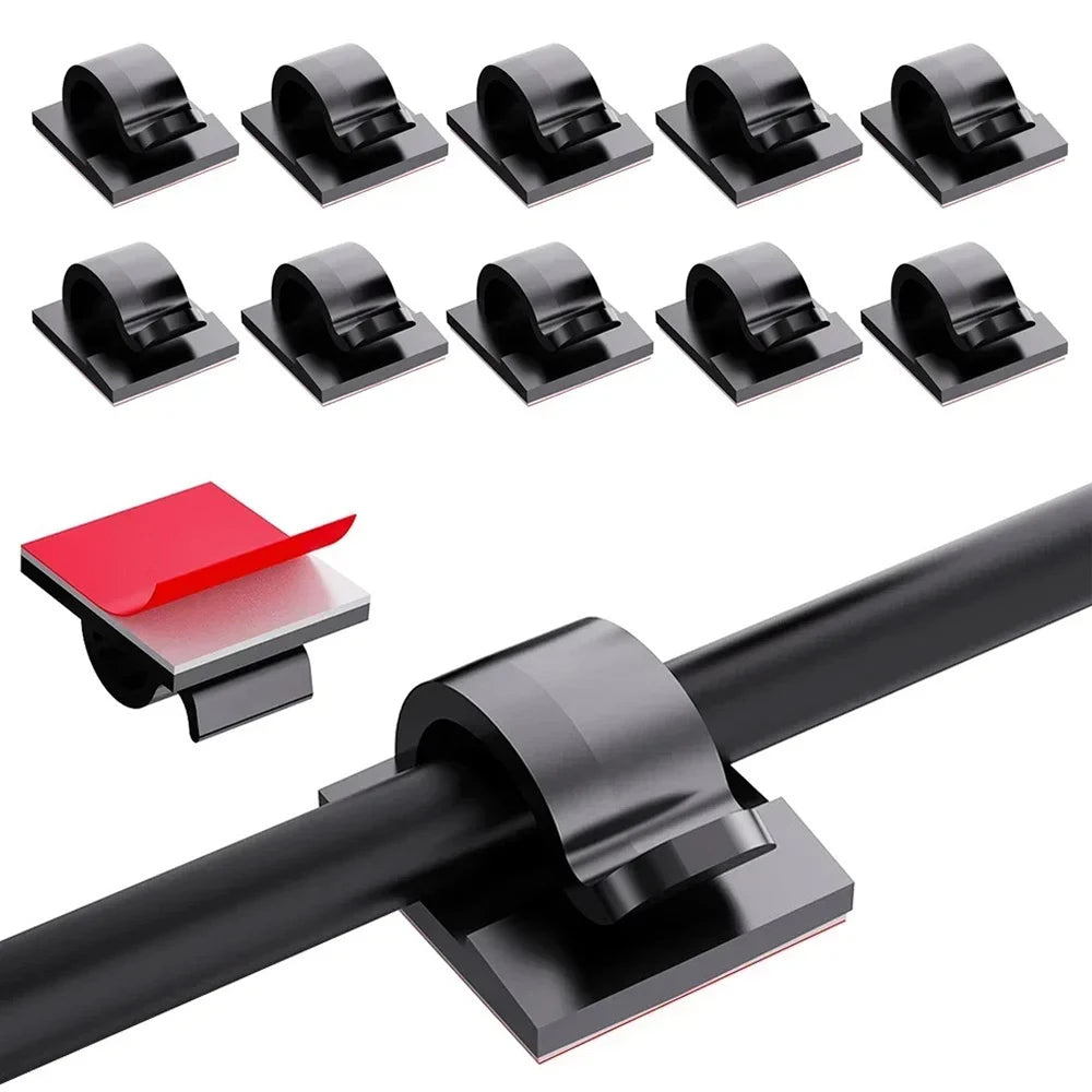 Cable Management Clips - Self-Adhesive Cord Holders and Wire Clamps for Desk Edge, Wall and Under-Desk Runs, Everstock