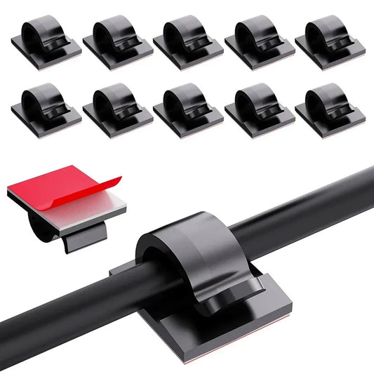 Cable Management Clips - Self-Adhesive Cord Holders and Wire Clamps for Desk Edge, Wall and Under-Desk Runs, Everstock