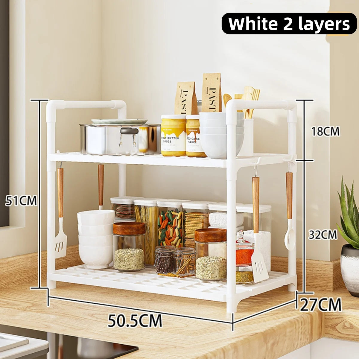 Multi-Tier Kitchen Storage Rack - Freestanding Floor Organizer Shelf for Pantry, Utility & Small Spaces, Everstock