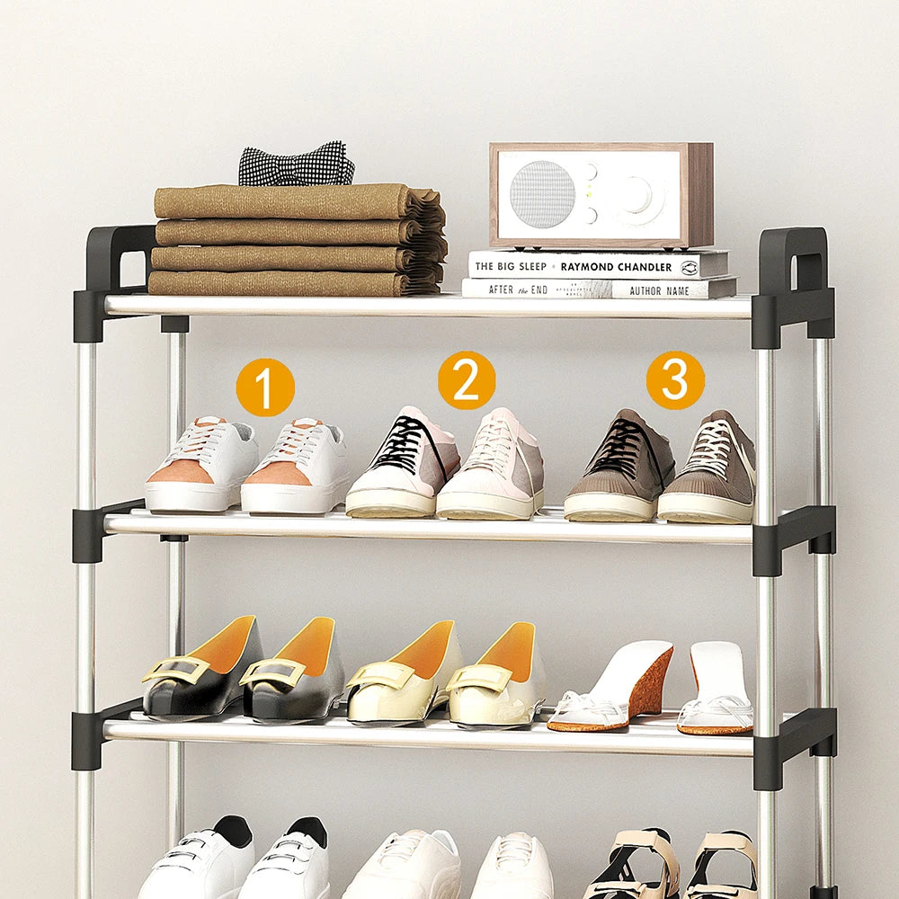 Multi-Layer Shoe Rack - Enclosed Plastic Shoe Cabinet with Dustproof Panels for Doorways and Hallways, Everstock