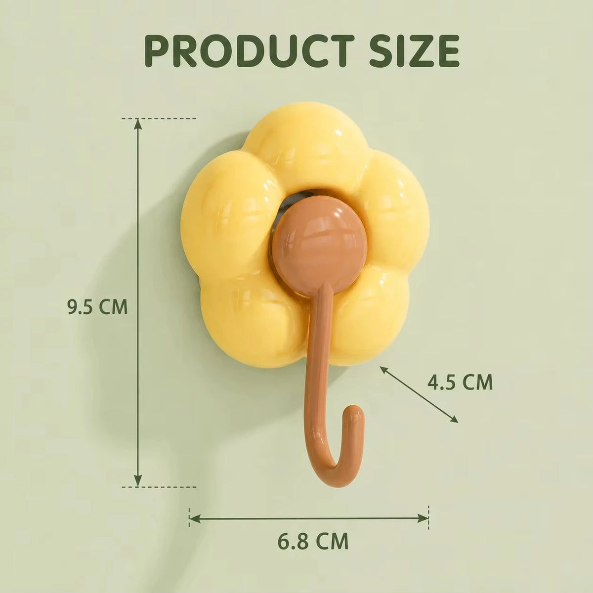 Sunflower Suction Cup Hook - No-Drill PVC Wall Hook for Kitchen, Bathroom and Living Room Tiles, Everstock