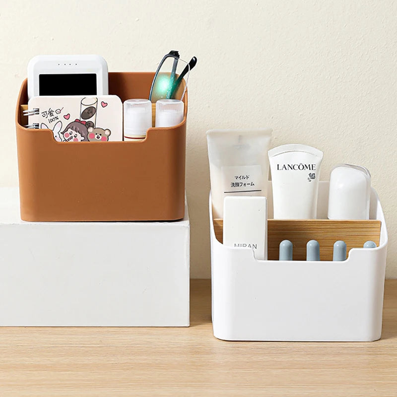 Bamboo Desktop Storage Box - Remote Control & Stationery Organizer for Home & Office, Everstock