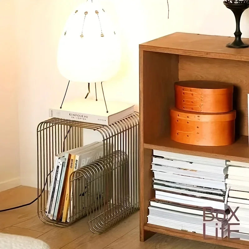 Wall-Mounted Metal Bookshelf - Geometric Open Frame Magazine Rack and Display Shelf for Living Room Walls, Everstock