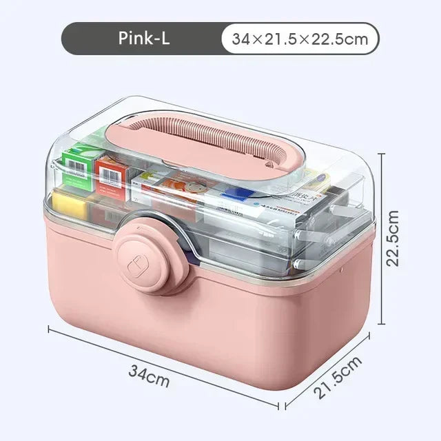 Portable Medicine Storage Box - Layered First-Aid Supply Organizer for Home & Travel, Everstock