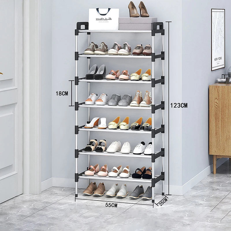 Multi-Layer Shoe Rack - Enclosed Plastic Shoe Cabinet with Dustproof Panels for Doorways and Hallways, Everstock