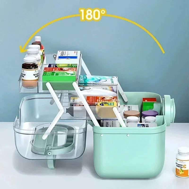 Portable Medicine Storage Box - Layered First-Aid Supply Organizer for Home & Travel, Everstock