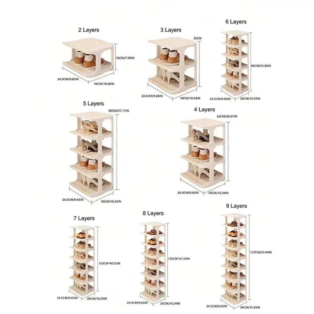 Removable Vertical Shoe Rack - Stackable 2 to 8 Layer Plastic Shoe Organizer with Open Shelves, Everstock