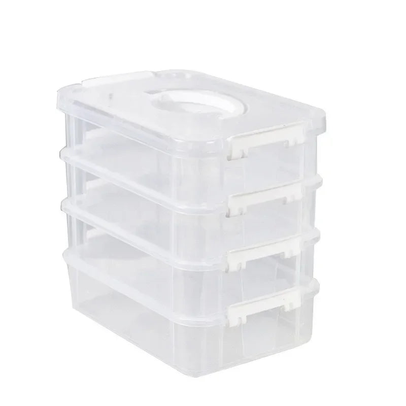 Building Block Storage Drawer Box - Clear Stackable Plastic Grid Organizer for Toys & Small Parts, Everstock