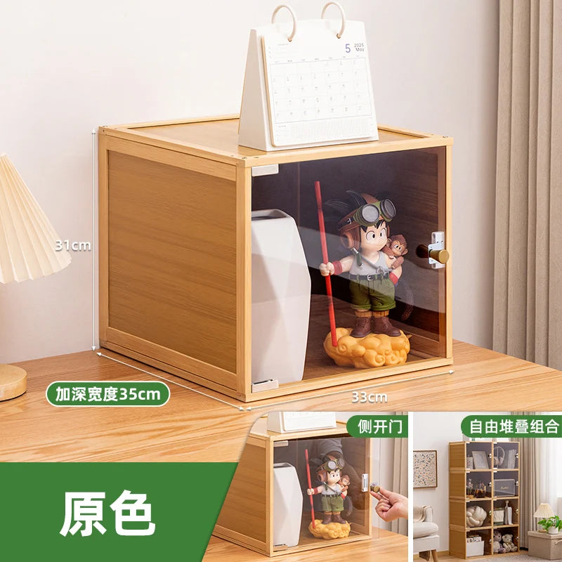 Stackable Storage Cabinet - Bamboo Modular Bedside Organizer with Water-Resistant Finish for Bedroom, Everstock