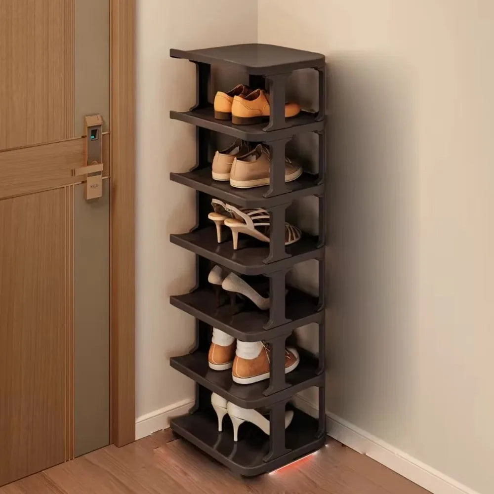 Removable Vertical Shoe Rack - Stackable 2 to 8 Layer Plastic Shoe Organizer with Open Shelves, Everstock