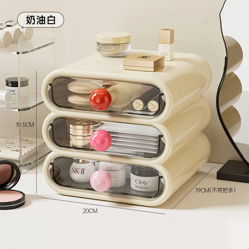 3-Layer Makeup Drawer Organizer - Plastic Cosmetics Storage Box for Vanity, Dressing Table & Stationery, Everstock