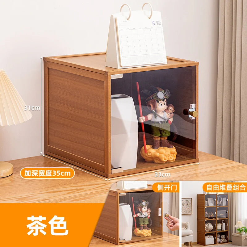 Stackable Storage Cabinet - Bamboo Modular Bedside Organizer with Water-Resistant Finish for Bedroom, Everstock