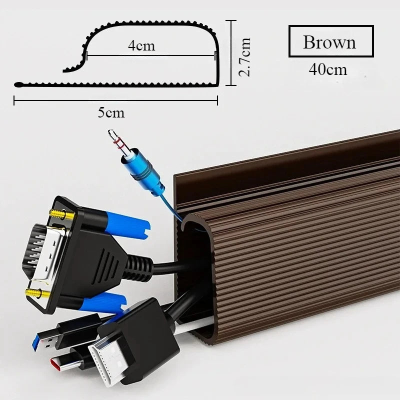 Desk Cable Tray - PVC Under-Desk Cord Raceway Channel with Adhesive Fixing, No Drilling, for Home Office, Everstock