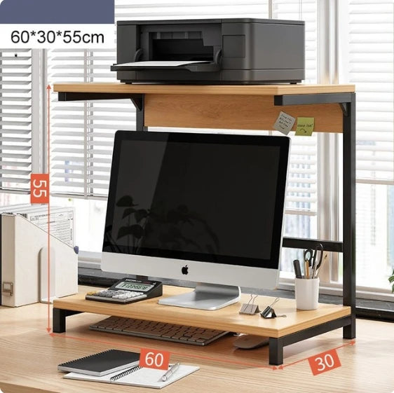 Desk Bookshelf Organizer - Wooden Desktop Shelf for Books, Laptop, Printer and Monitor, Everstock