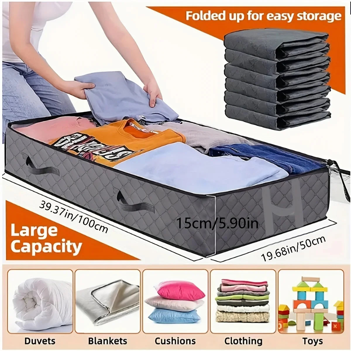 Under-Bed Storage Bag - Dustproof Non-Woven Quilt & Bedding Container, 10 kg Load, Closet Organization, Everstock