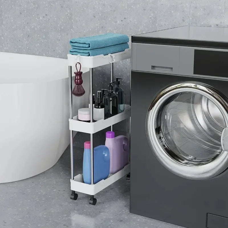 Slim Storage Cart - 3 to 4 Tier Rolling Cart on Wheels for Narrow Bathroom and Kitchen Gaps, Everstock