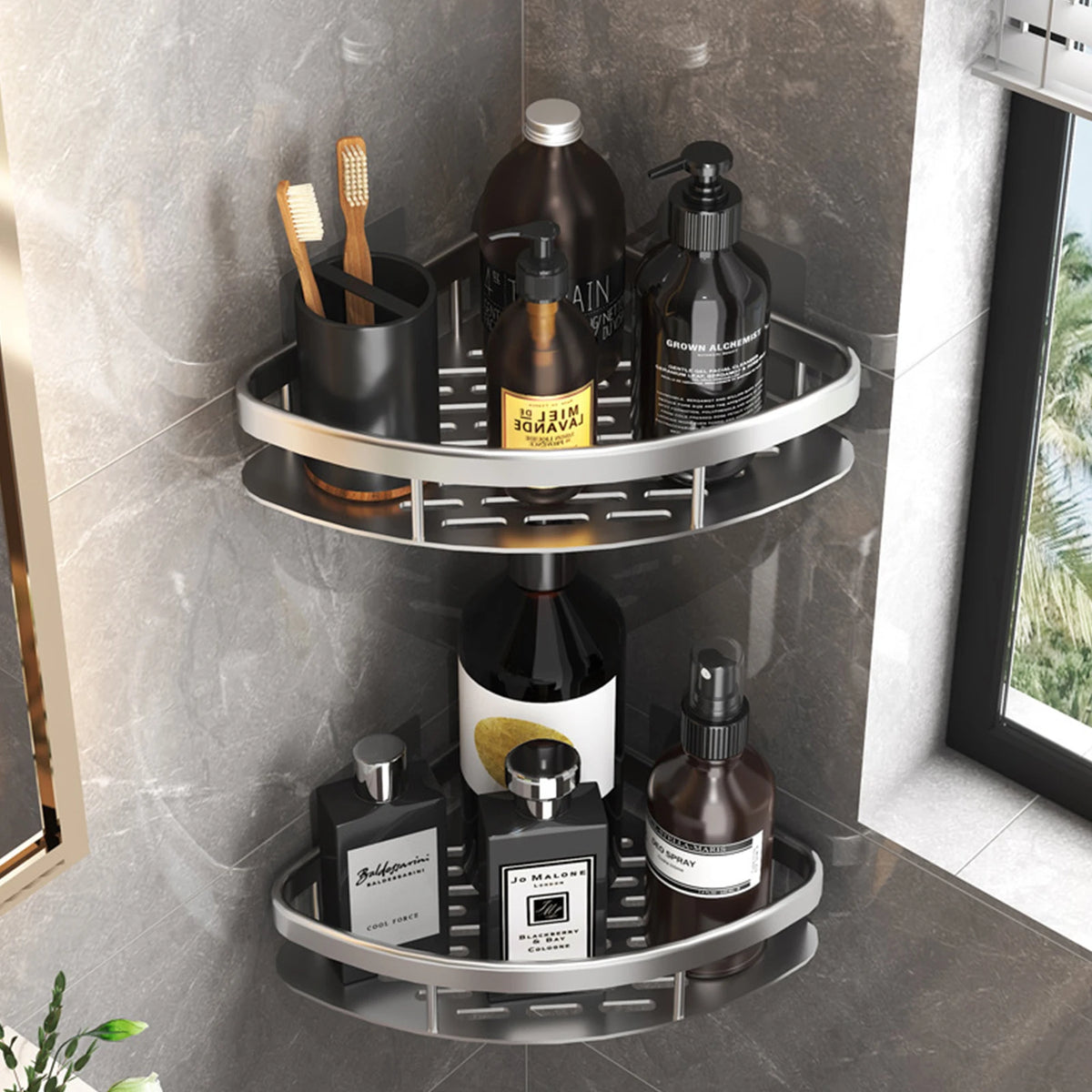Stainless Steel Shower Rack - Anti-Rust Suction Cup Storage Organizer for Bathroom, Everstock
