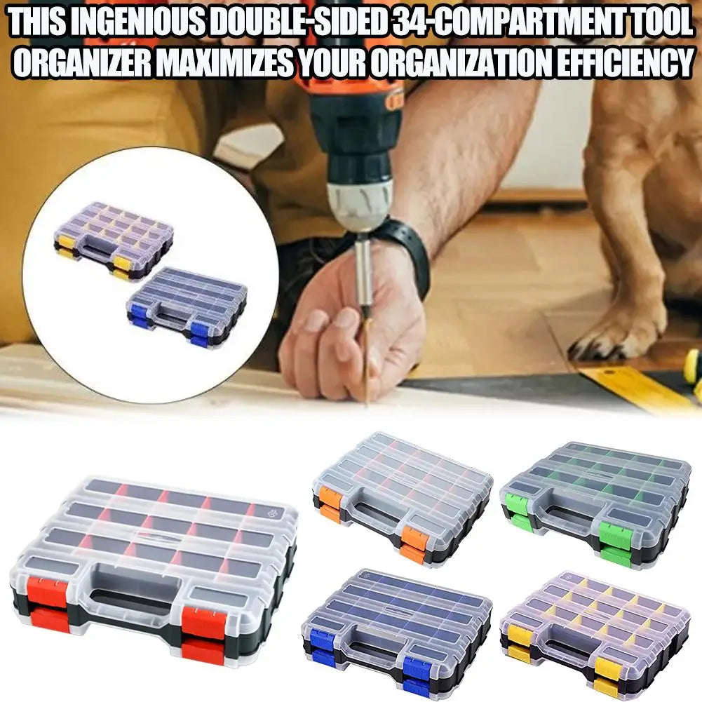 Hardware Storage Organizer Box - 34 Compartments with Dividers for Screws, Nuts & Bolts, Everstock