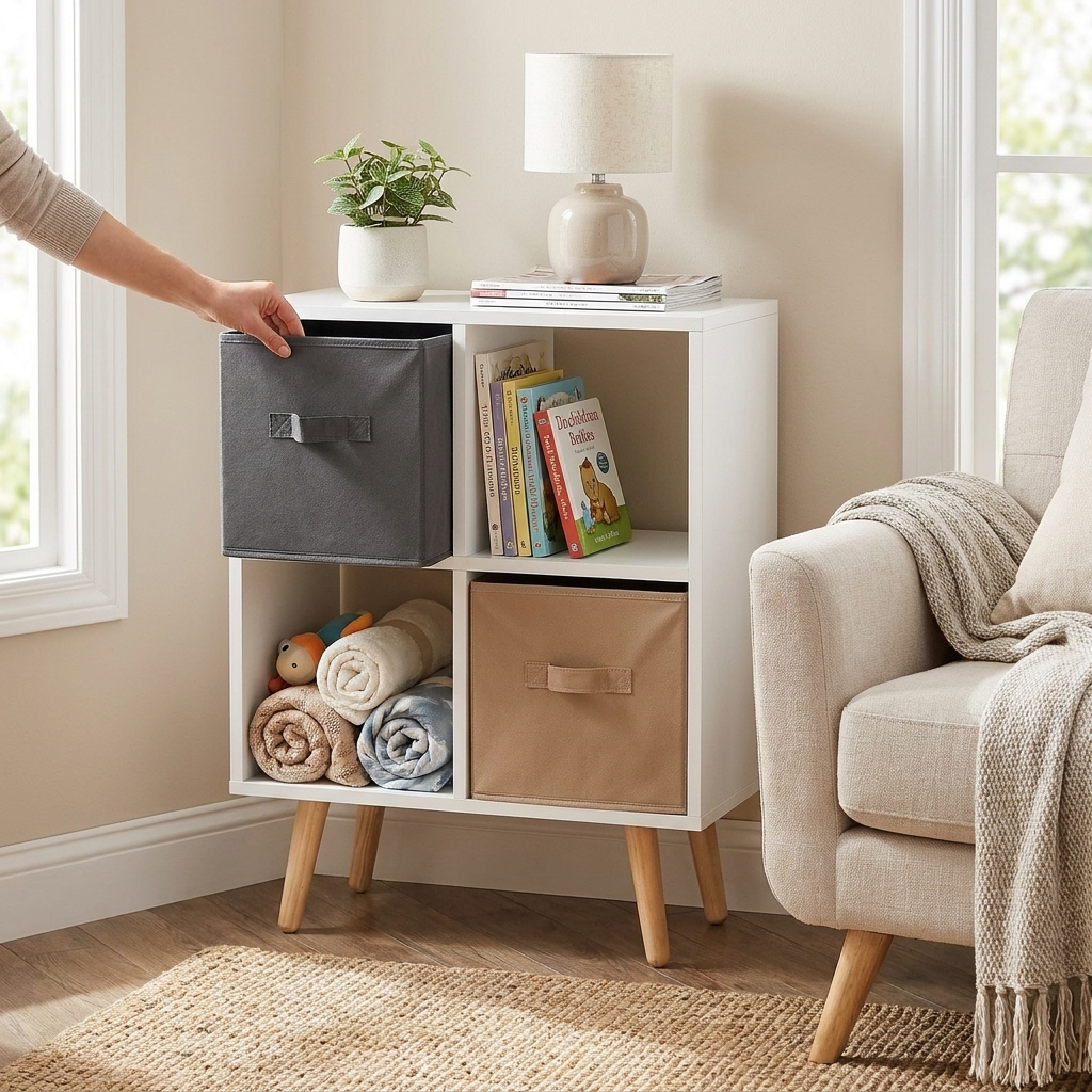 Freestanding Storage Cabinet - 4-Cube Organizer with Fabric Drawers for Closet & Bedroom — Everstock