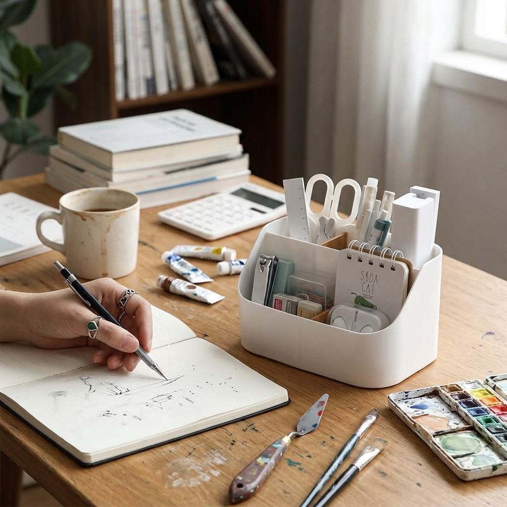 Desk Organizer Caddy - Pen, Makeup Brush & Remote Control Holder